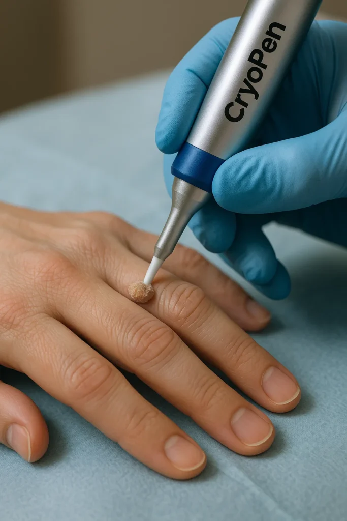 example of cryopen wart removal Broxbourne treatment on a persons finger