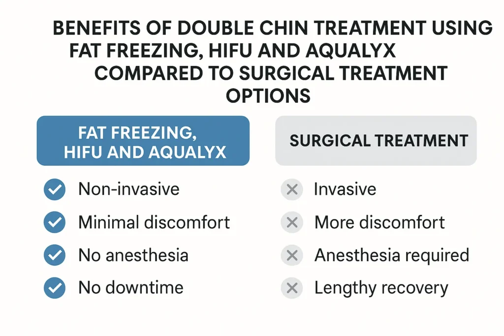 Graphic about the benefits of double chin treatment Broxbourne - from LA LIPO