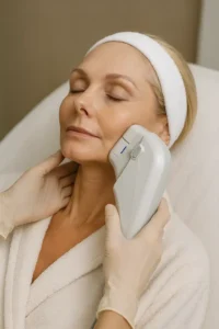 Woman receiving HIFU non surgical facelift treatment Broxbourne