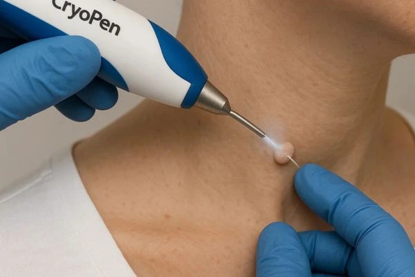 Person receiving Cryotherapy skin tag removal Broxbourne